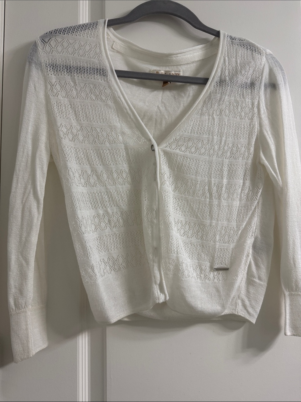 Cream Openwork Lightweight Cardigan